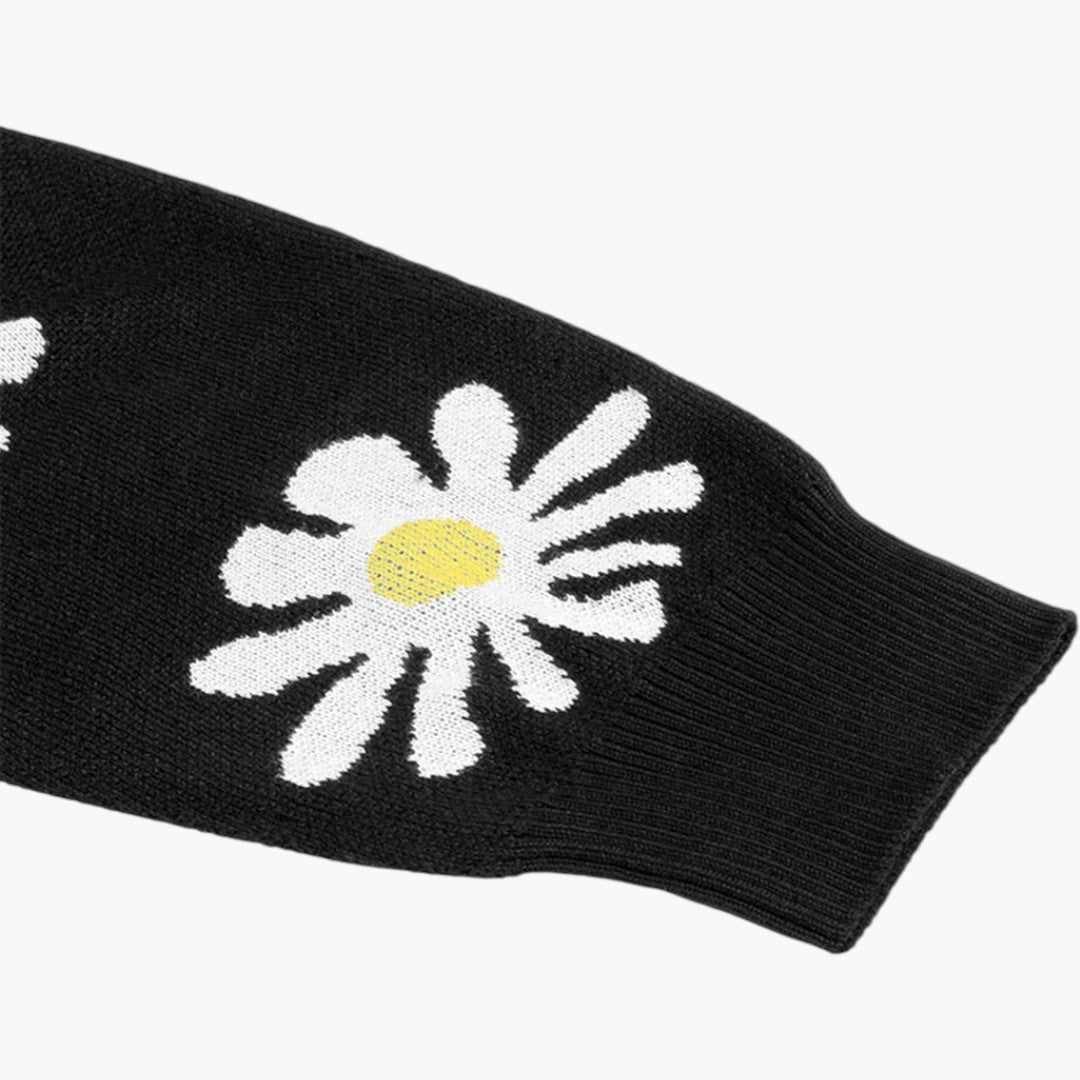 Dame Strikket Vest Med Blomster