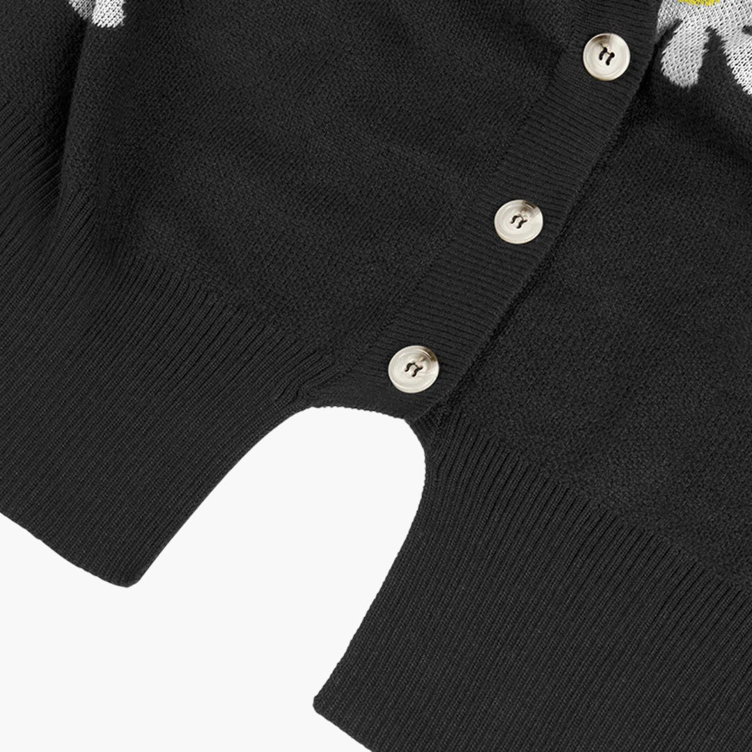 Dame Strikket Vest Med Blomster