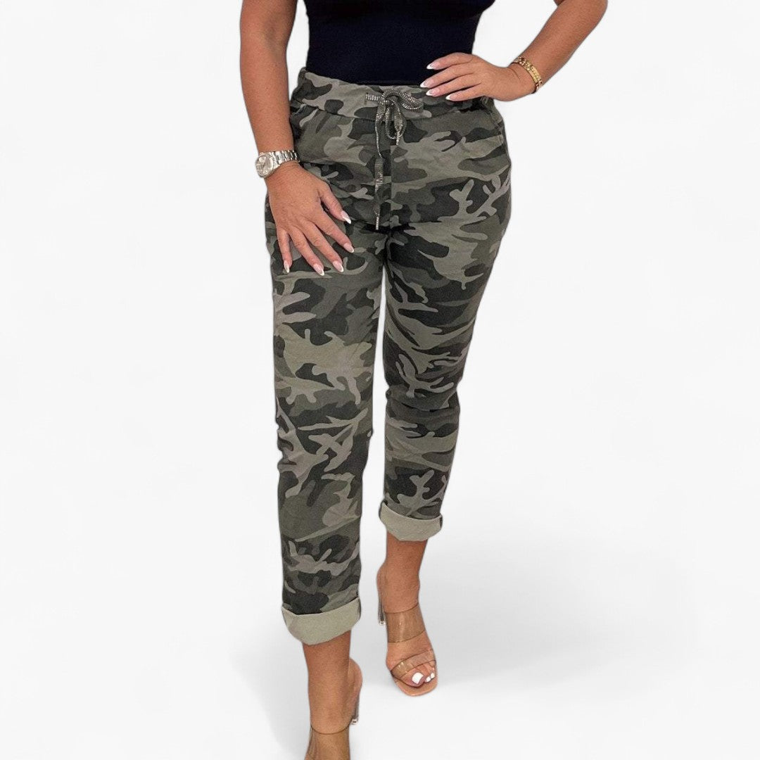Dame Camouflage Print Bukser