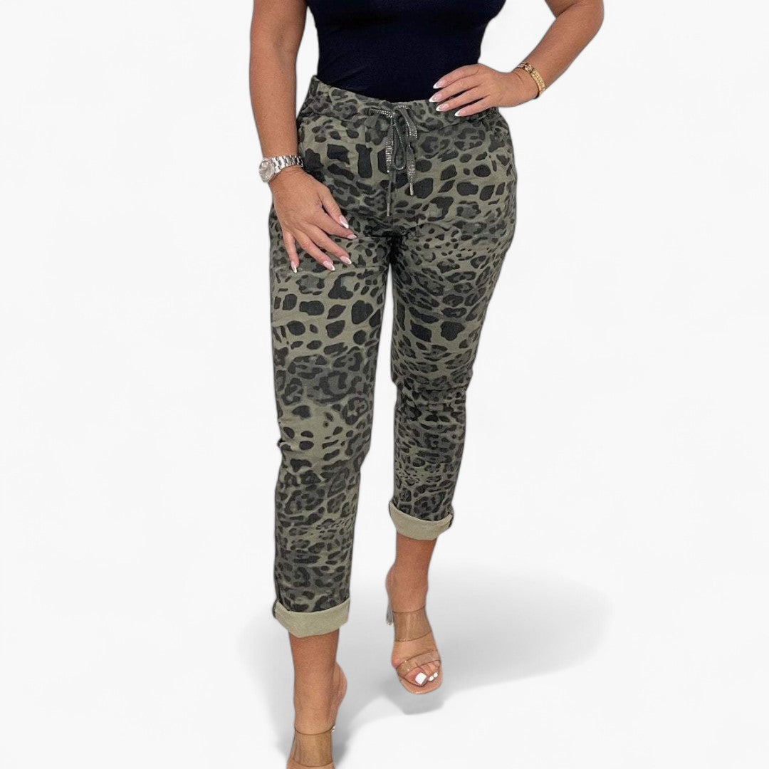 Dame Camouflage Print Bukser