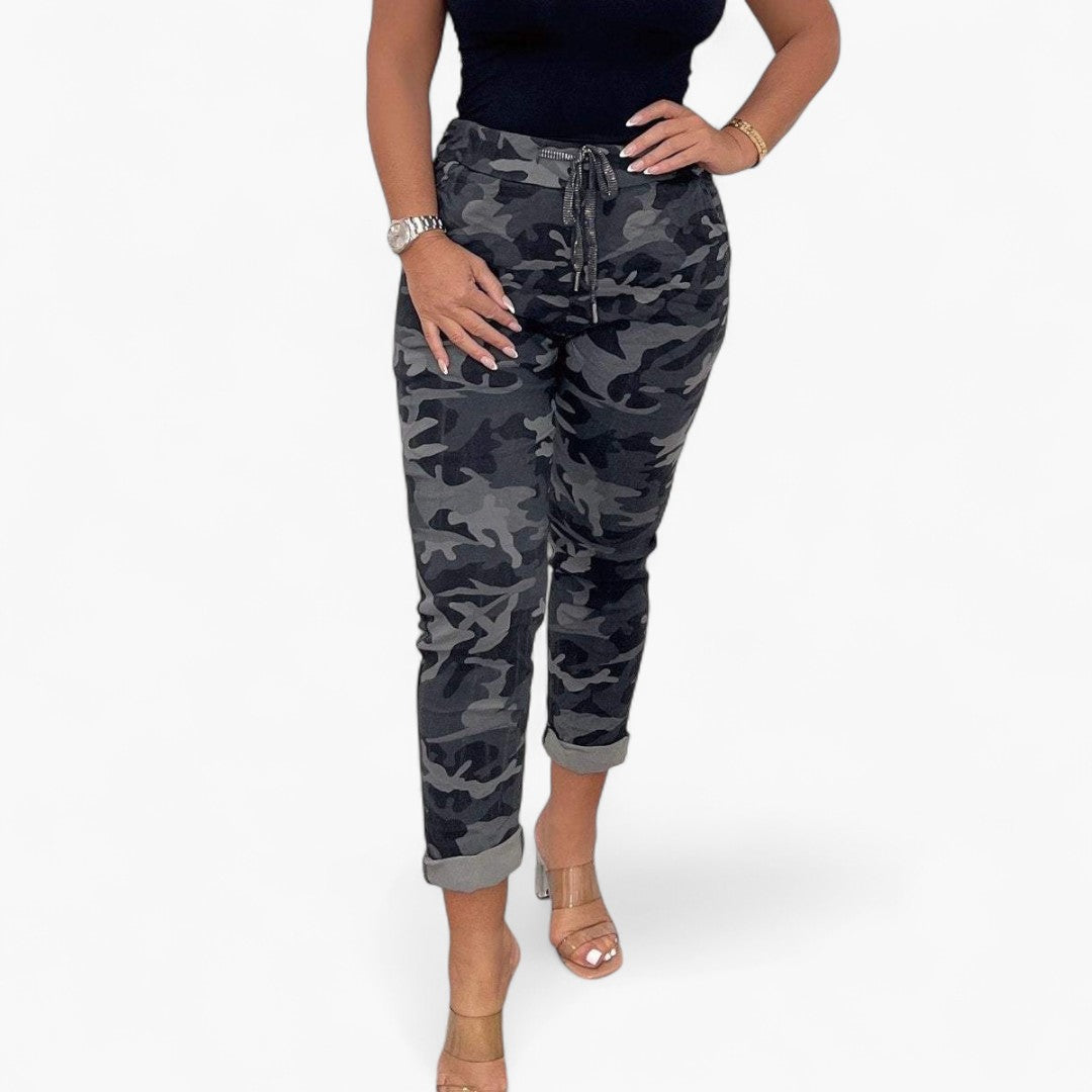 Dame Camouflage Print Bukser