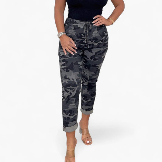 Dame Camouflage Print Bukser